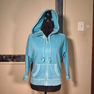 Y2k 2000s AE Batwing Quarter Sleeve Full Zip Hoodie/T473